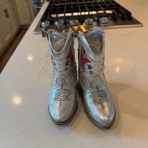 Tucker + Tate Silver Kids Cowboy Boots with Moon and Stars